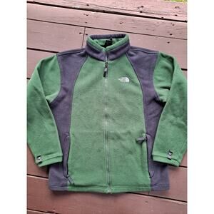 The North Face Jacket XL Green Gray Full Zip Pockets Polartec Fleece